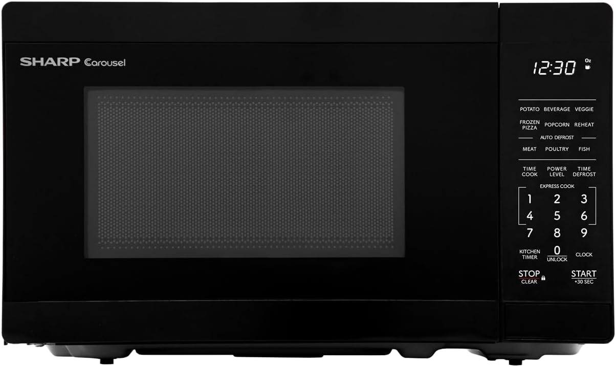 SHARP SMC0760KB Compact Oven with Removable 10" Carousel Turntable, Cubic Feet, 700 Watt Countertop Microwave, 0.7 CuFt, Black