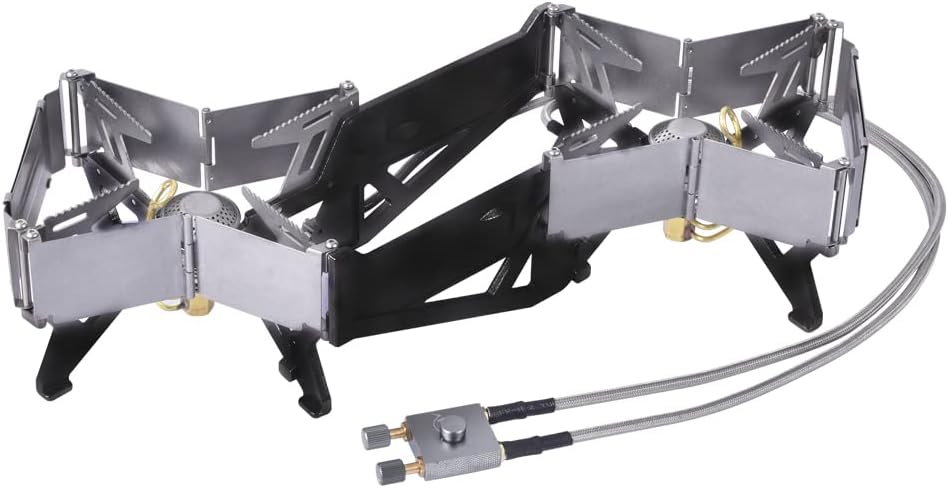 Double Head Windproof Backpacking Stove Portable Outdoor Camping Furnace Fire Switch Free Adjustable Control Gas Stove