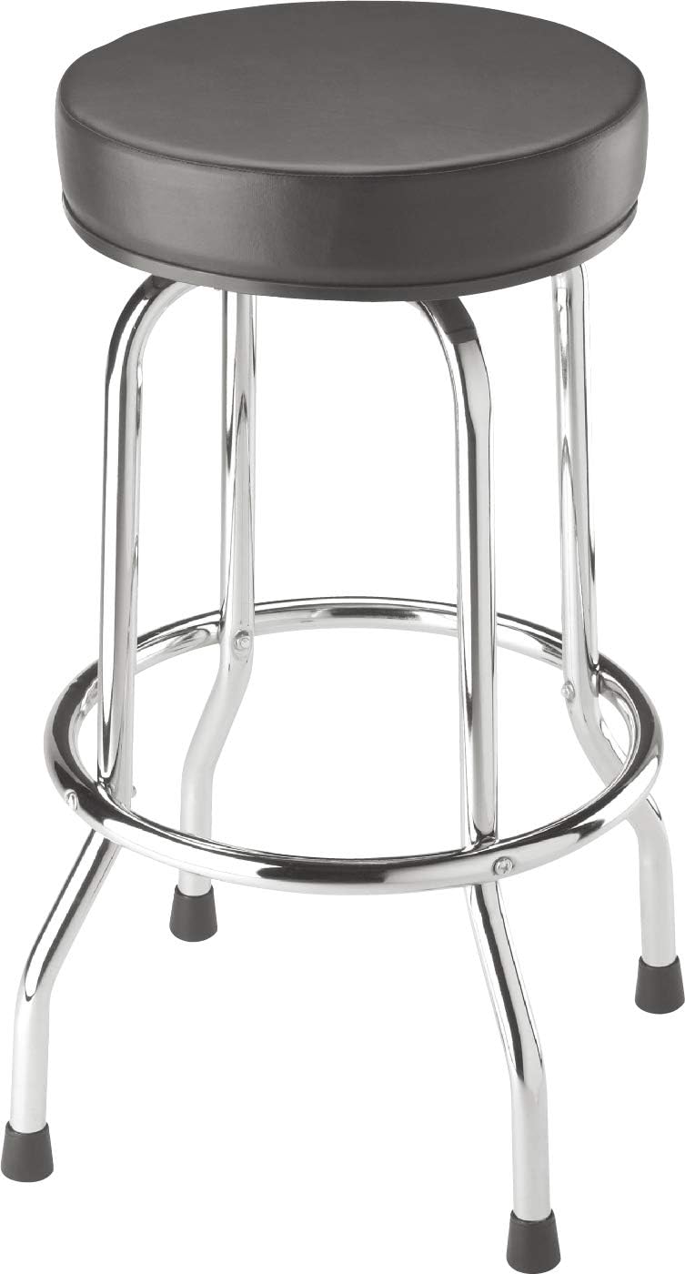 BIG RED Torin Swivel Bar Stool: Padded Garage\/Shop Seat with Chrome Plated Legs, Black, 28.74" Tall, 18.5" Diameter