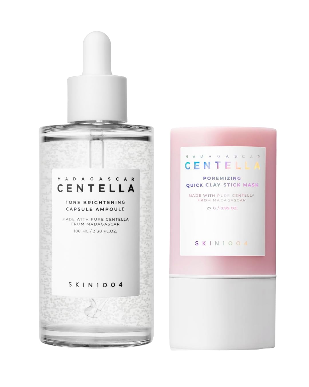 SKIN1004 Madagascar Centella Poremizing Quick Clay Stick Mask and Tone Brightening Capsule Ampoule 100ml