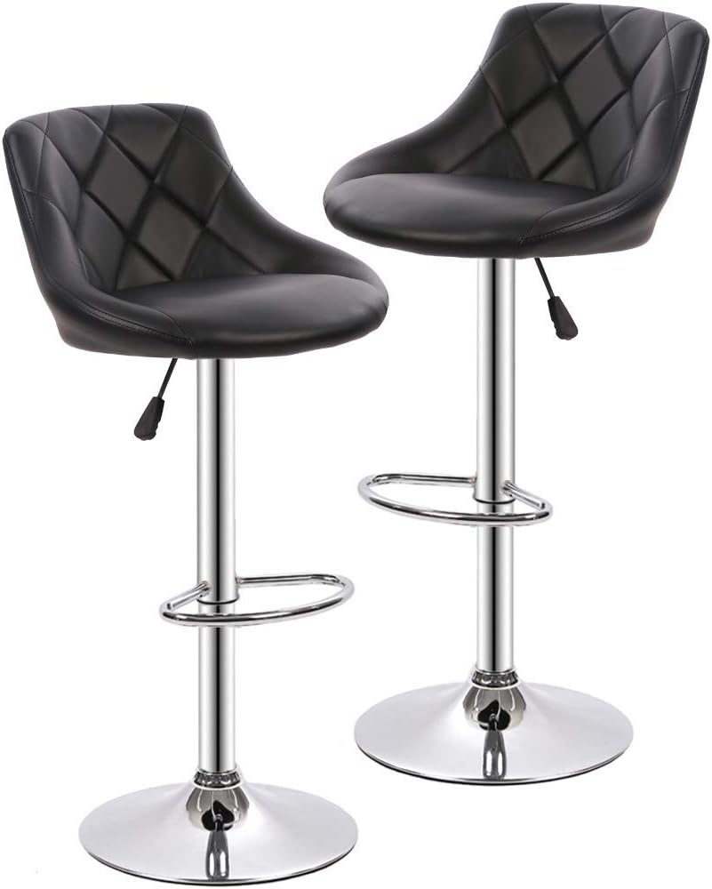 BestOffice Counter Height Bar Stools Set of 2 Barstools Swivel Stool Height Adjustable Bar Chairs with Back PU Leather Swivel Bar Stool Kitchen Counter Stools Dining Chairs