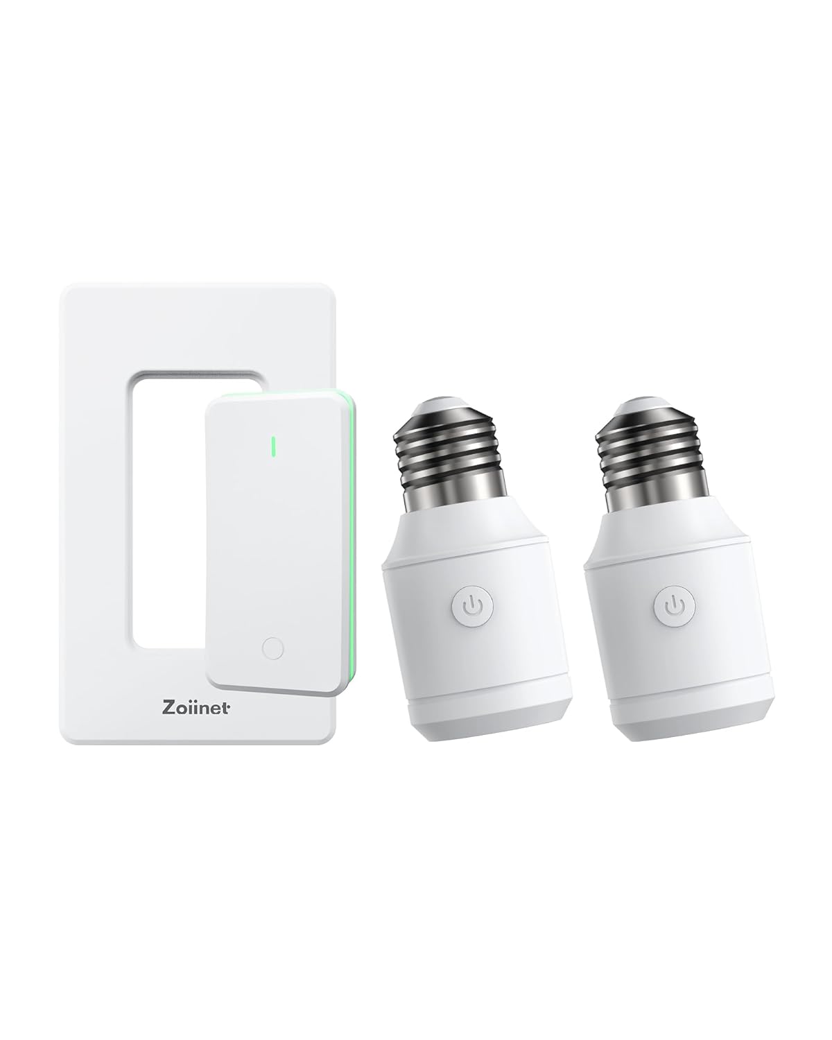 Zoiinet 500W Remote Control Light Bulb Socket, Wireless Light Switch for Pull Chain Lighting Fixture, with 2 E26 E27 Bulbs Base Holder, Programmable, No Wiring Needed