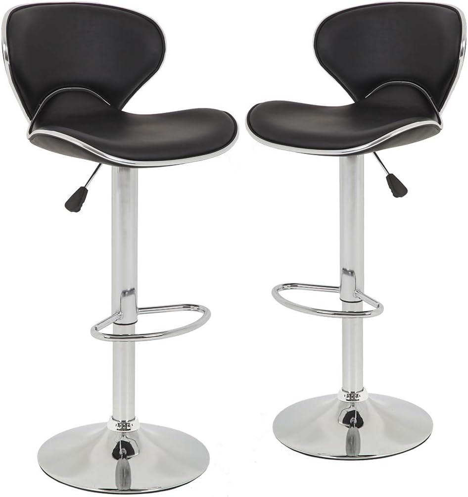 BestOffice Bar Stools Set of 2, Counter Height Adjustable Bar Stools with Back Bar Stool PU Leather Swivel Bar Stool Kitchen Counter Bar Stools Dining Chairs
