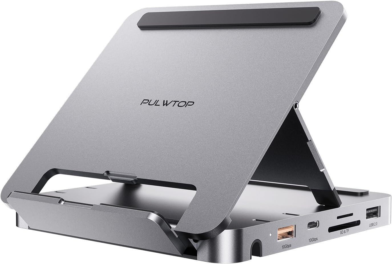 USB C Hub for iPad Pro, PULWTOP Docking Station for iPad, 4K@60Hz HDMI, 100W PD Aluminum Hub with SSD Enclosure, Stand Dock for iPad, iPad Hub for iPad Pro/iPad Mini 6th Gen,not support lightning port