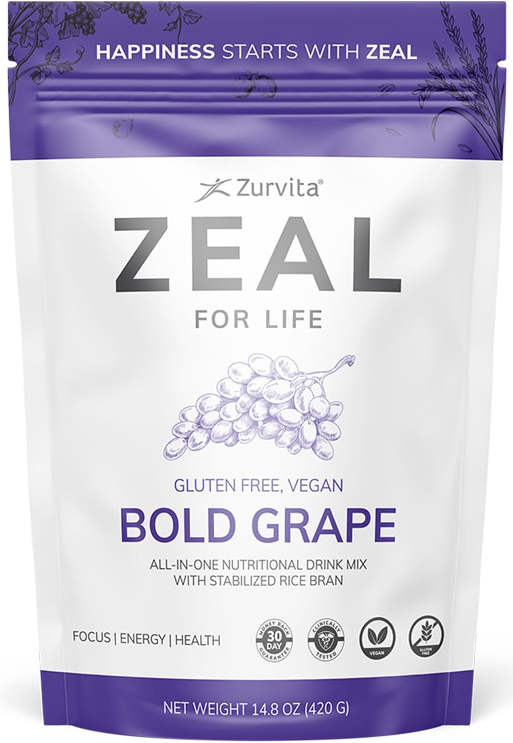 Zurvita Zeal for Life 30-Day Wellness Bag, 420 Grams, Bold Grape
