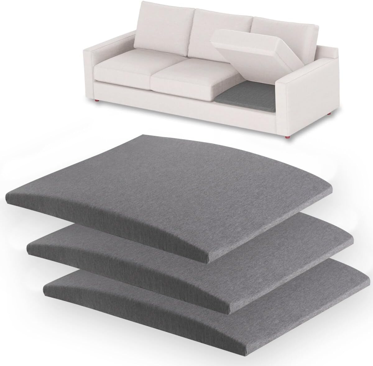 aodisman Couch Cushion Support for Sagging Seat, 3-Pack Sofa Furniture seat Cushion Sagging Repair, Curved high-Density Foam Sofa Cushion Support\u2026