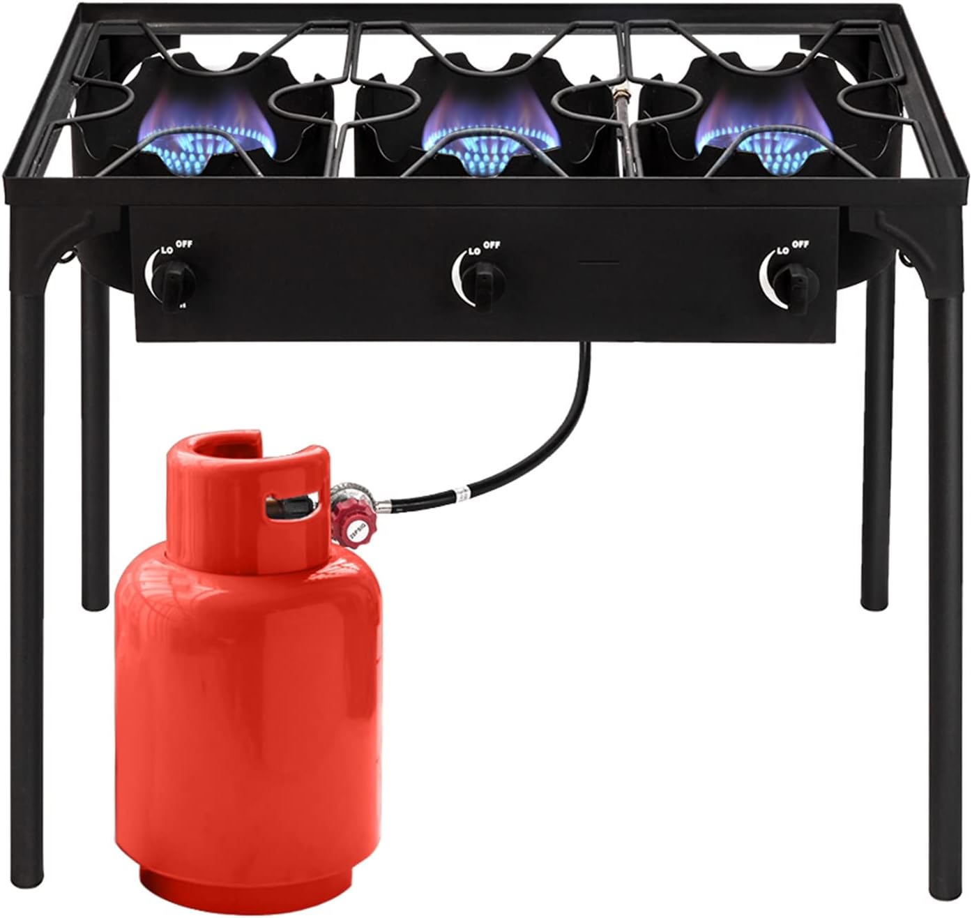 Cimcame 3 Burners Stove Heavy Duty Outdoor Camping Propane Cooker w\/Detachable Legs&CSA Regulator for Camp Patio Home Brewing, Turkey Fry, Maple Syrup Prep.