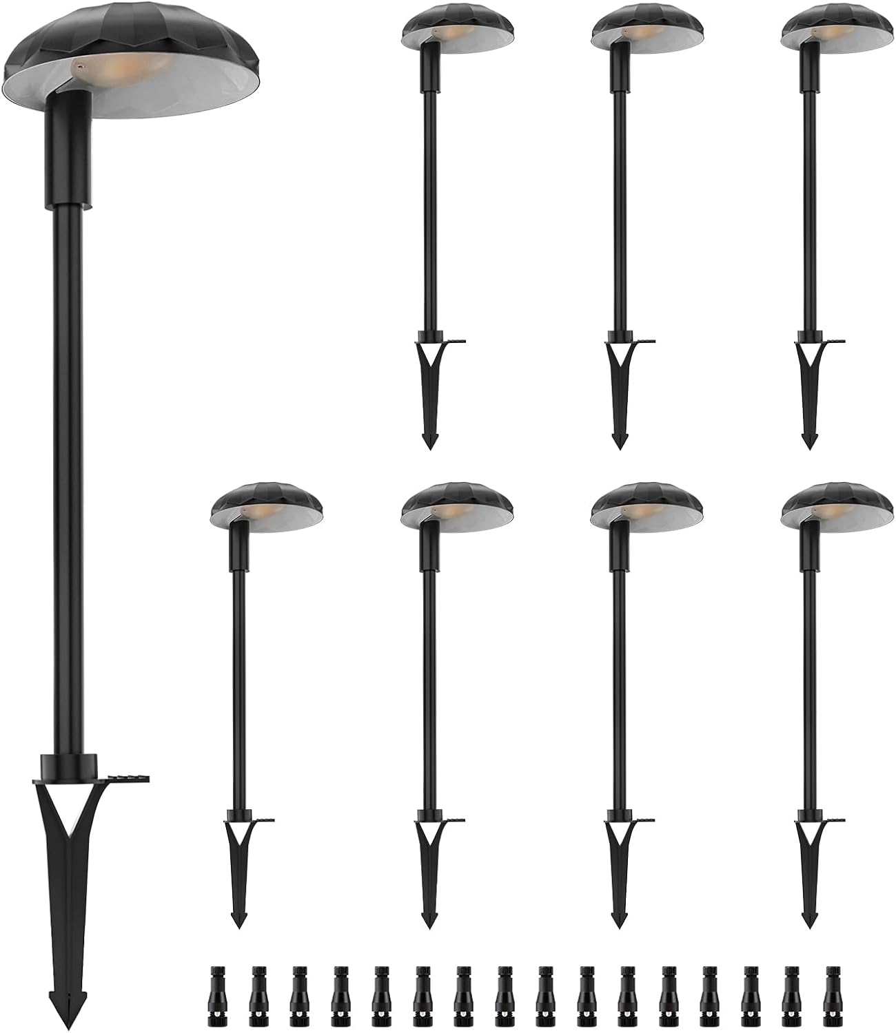 ZUCKEO LED Low Voltage Landscape Lighting 5W Landscape Pathway Lights, 12-24V Aluminum Outdoor Path Lights, Waterproof 3000K Warm White Light for Yard Garden Walkway Driveway, 8 Pack