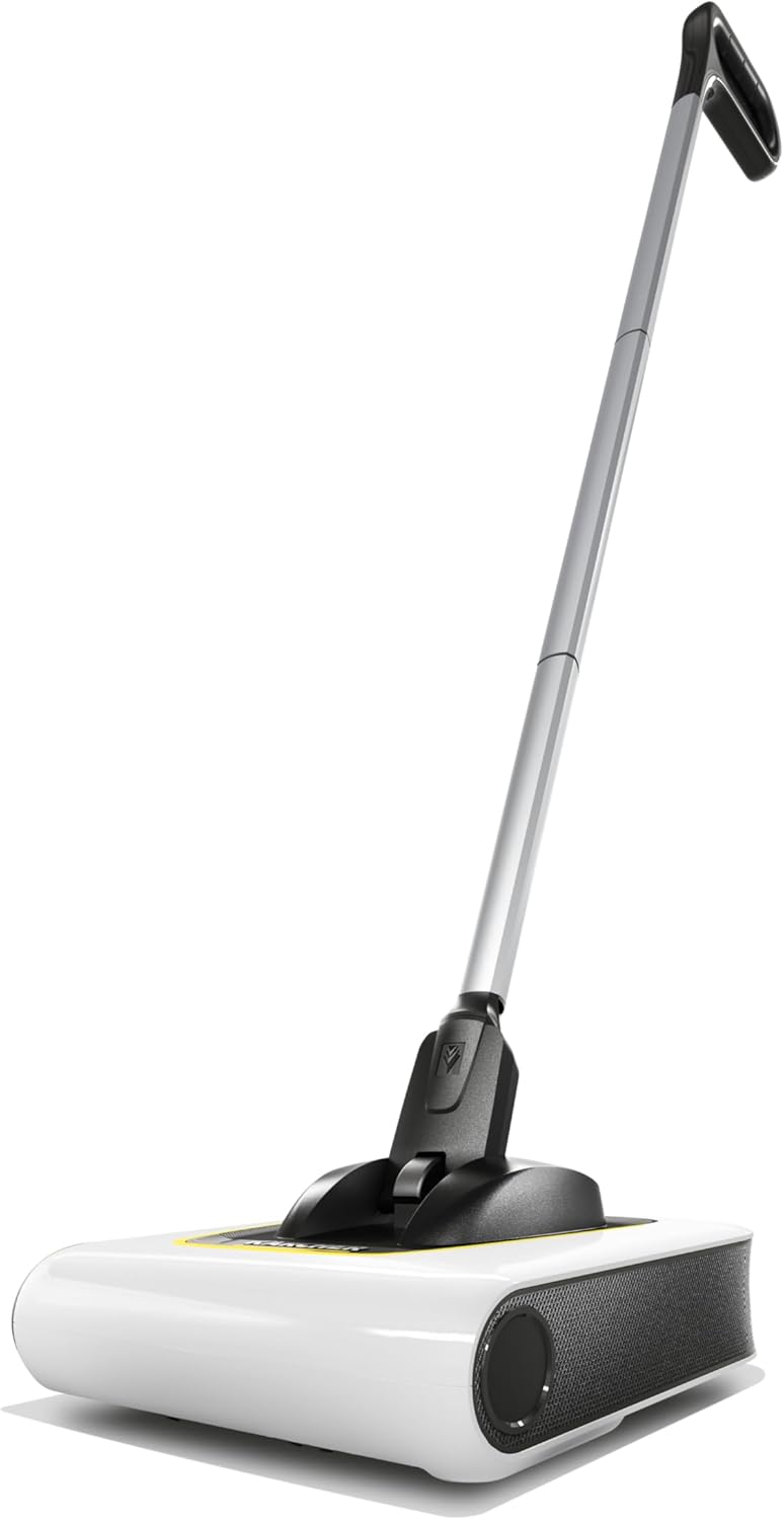 Kärcher KB 5 Electric Floor Sweeper Broom - Multi-Surface - Lightweight and Cordless - Ideal for Fur, Hair, Dirt, & Debris - 8.25" Cleaning Width - White