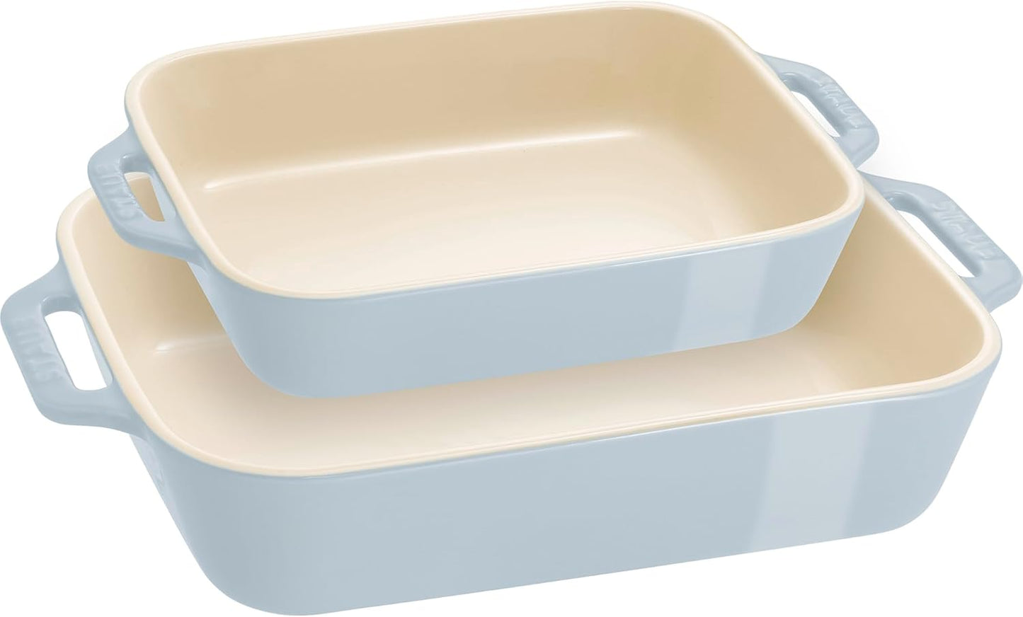STAUB Stoneware Gratins Ceramic 2-pc Rectangular Baking Dish Set-Macaron Pastel Blue
