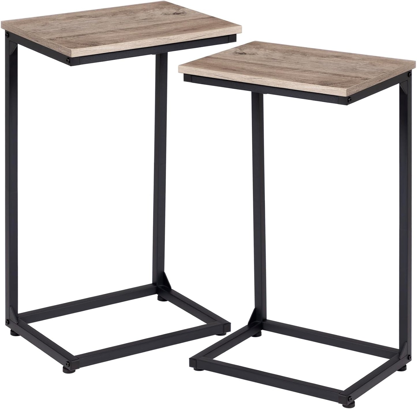 AMHANCIBLE C Shaped End Table Set of 2, Couch Tables That Slide Under, TV Trays, Side Tables for Living Room, Snack Table for Small Space, Grey HET02BGY