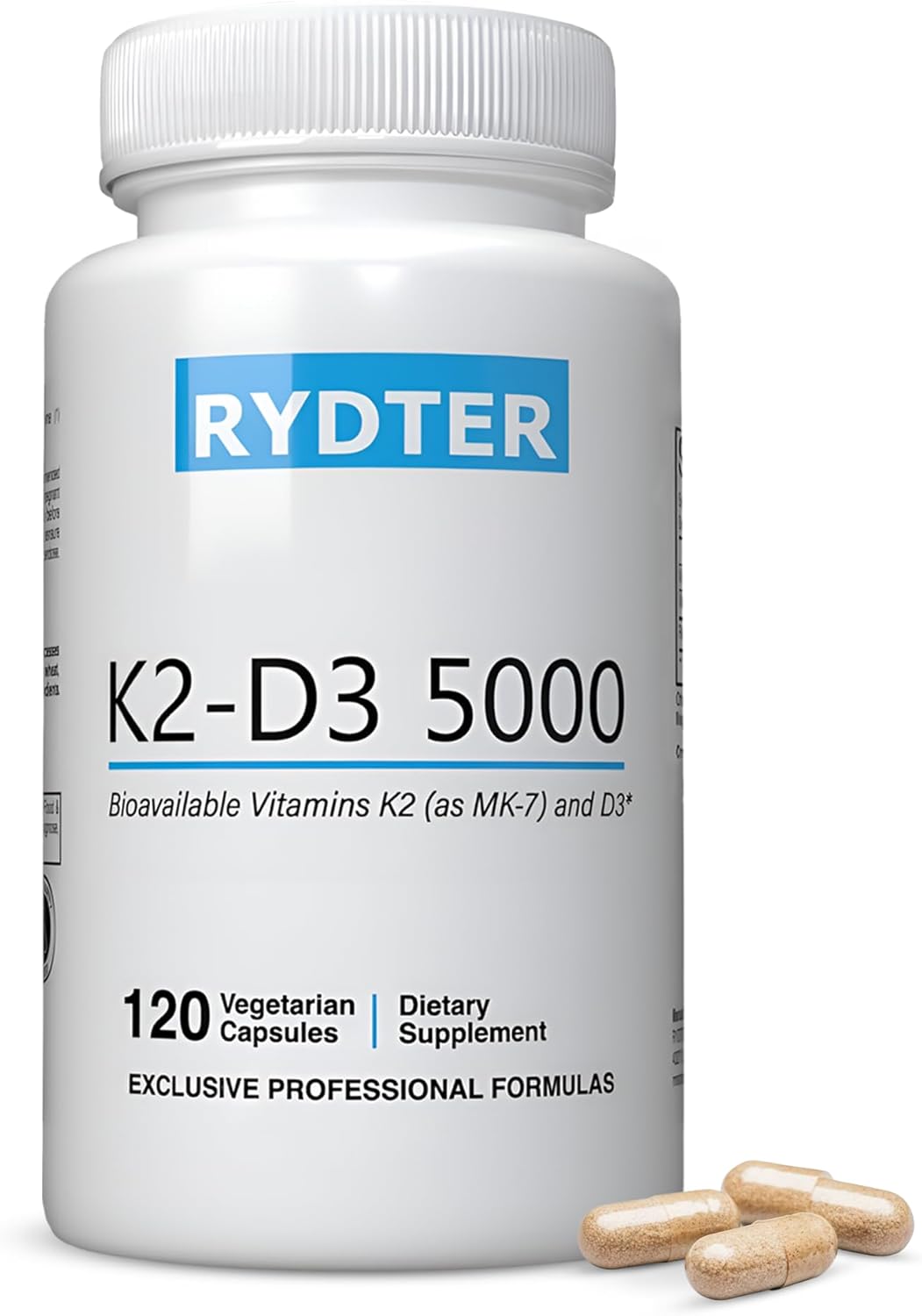 K2-D3 5000, Bioavailable D3 K2 Vitamin 5000 IU with Vitamin K2 as MK-7, Diet Pills for Heart, Arterial, Bone Health, Immune Support Supplement (120 Capsules)