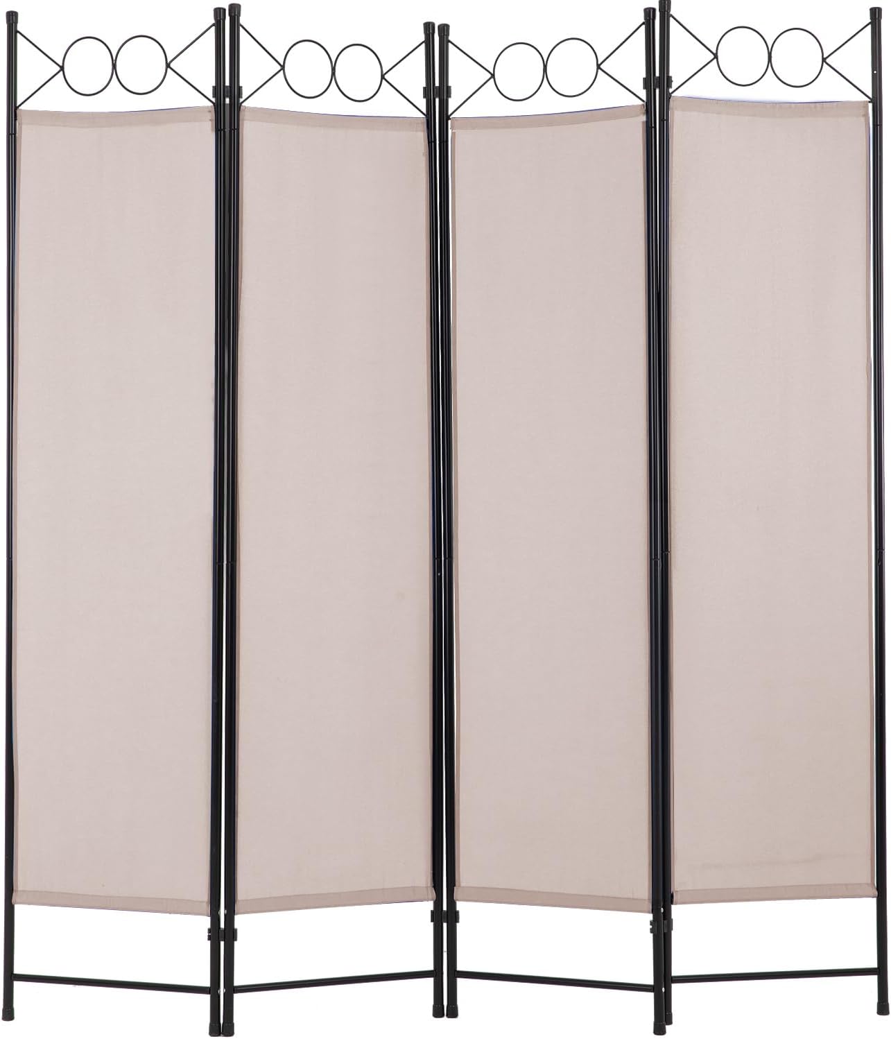 4 Panel Room Divider 6FT Steel Frame Screen Folding Privacy Divider Freestanding Partition for Home Office Bedroom (Tan)