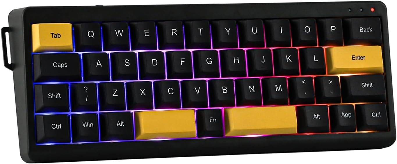 EPOMAKER TH40 40% Layout VIA Mechanical Keyboard, Wireless Hot Swappable Gaming Keyboard, Bluetooth\/2.4GHz\/USB-C, 44 Keys Gasket Mount Mini Keyboard, RGB Backlit (Black Gold, Epomaker Flamingo Switch)
