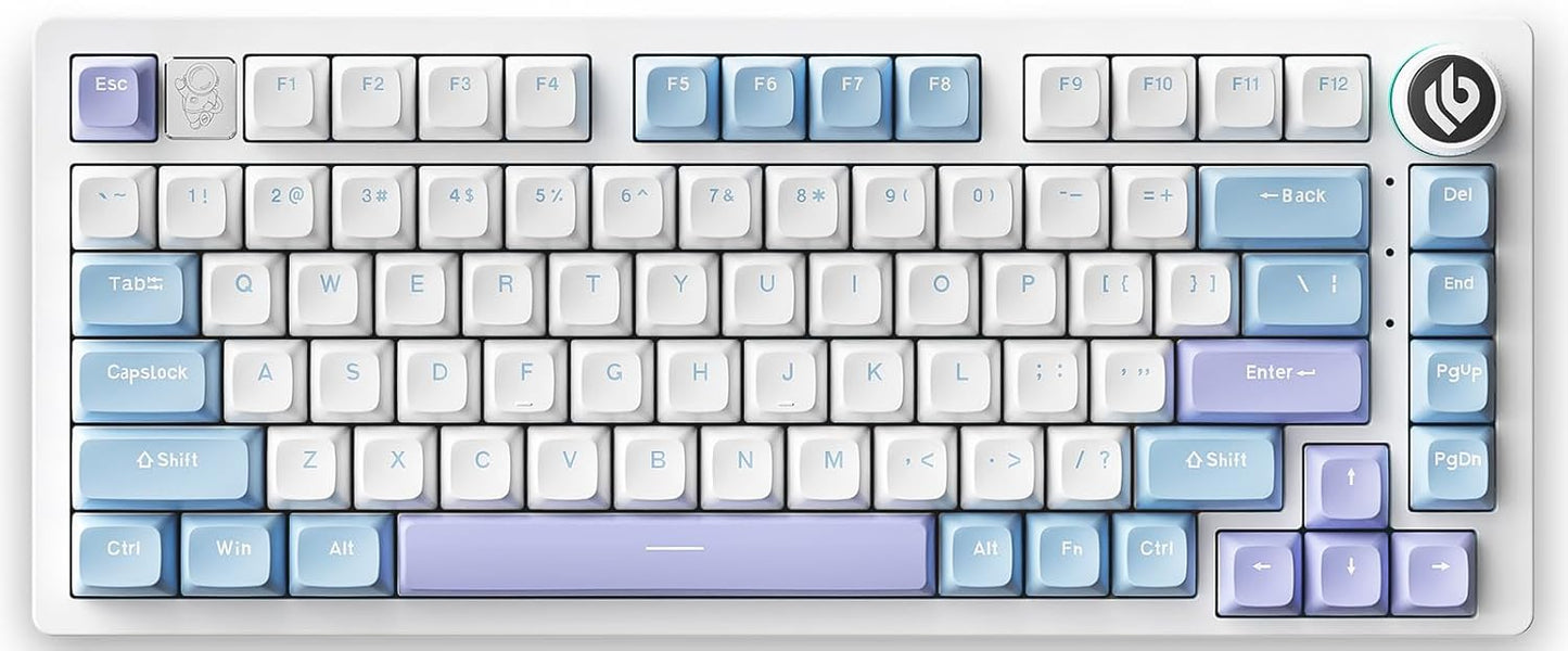 LEOBOG Hi75 Keyboard, 75% Wired Gaming Keyboard with Mode Knob, Custom Creamy Mechanical Keyboards with Hot Swappable Programmable Macro RGB Backlit for Mac PC Tablet PS4 PS5 Xbox - Ice Blue Switch