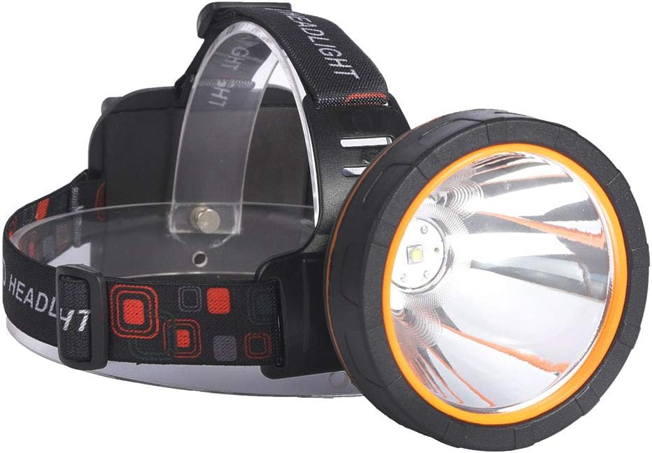 Yongkist Super Bright Headlamp Coon Hunting Belt Headlight Rechargeable LED Spotlight with Power Supply, Waterproof Flashlight for Garden Outdoor Camping Fishing Hunting Hiking (Yellow Light)