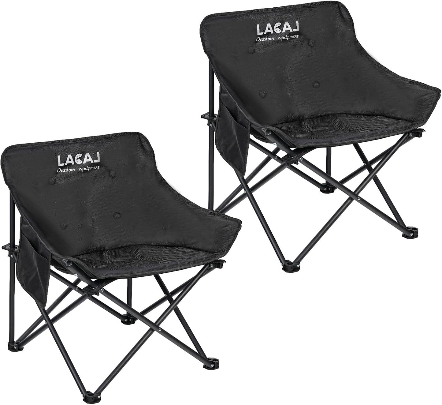 G2 GO2GETHER Portable Camping Chair, Outdoor Folding Chair, Oxford Cloth Backpacking Chair with Aluminum Frame,264lbs Support,No Installation Required (Black,2 Pack)