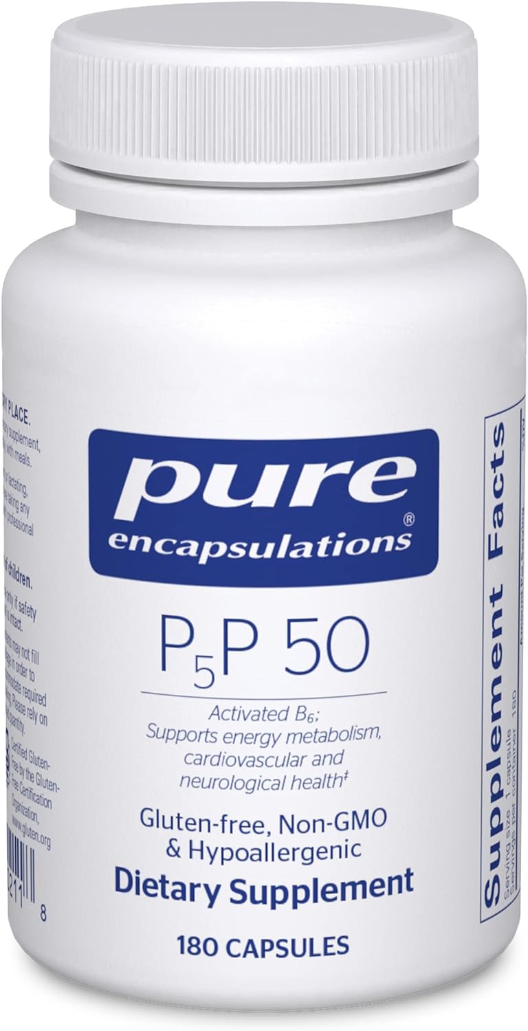 Pure Encapsulations P5P 50 - Active Vitamin B6 - Supports Energy Metabolism & Brain Health* - Gluten Free & Non-GMO - 180 Capsules