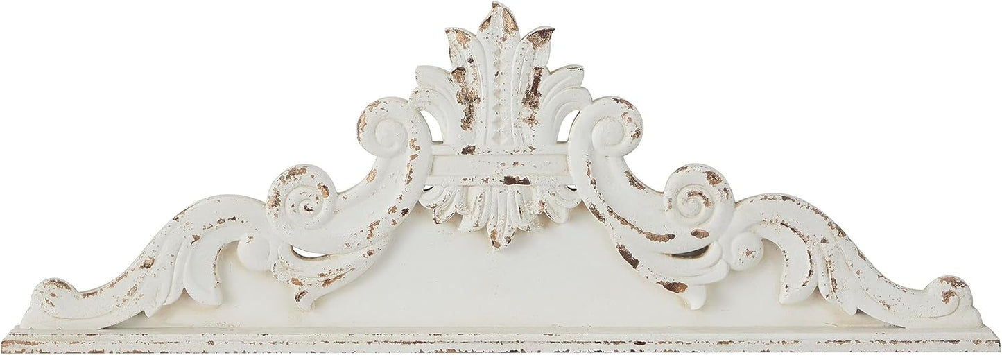 Deco 79 Wood Floral Home Wall Decor Carved Arabesque Wall Sculpture, Wall Art 39" x 3" x 14", White