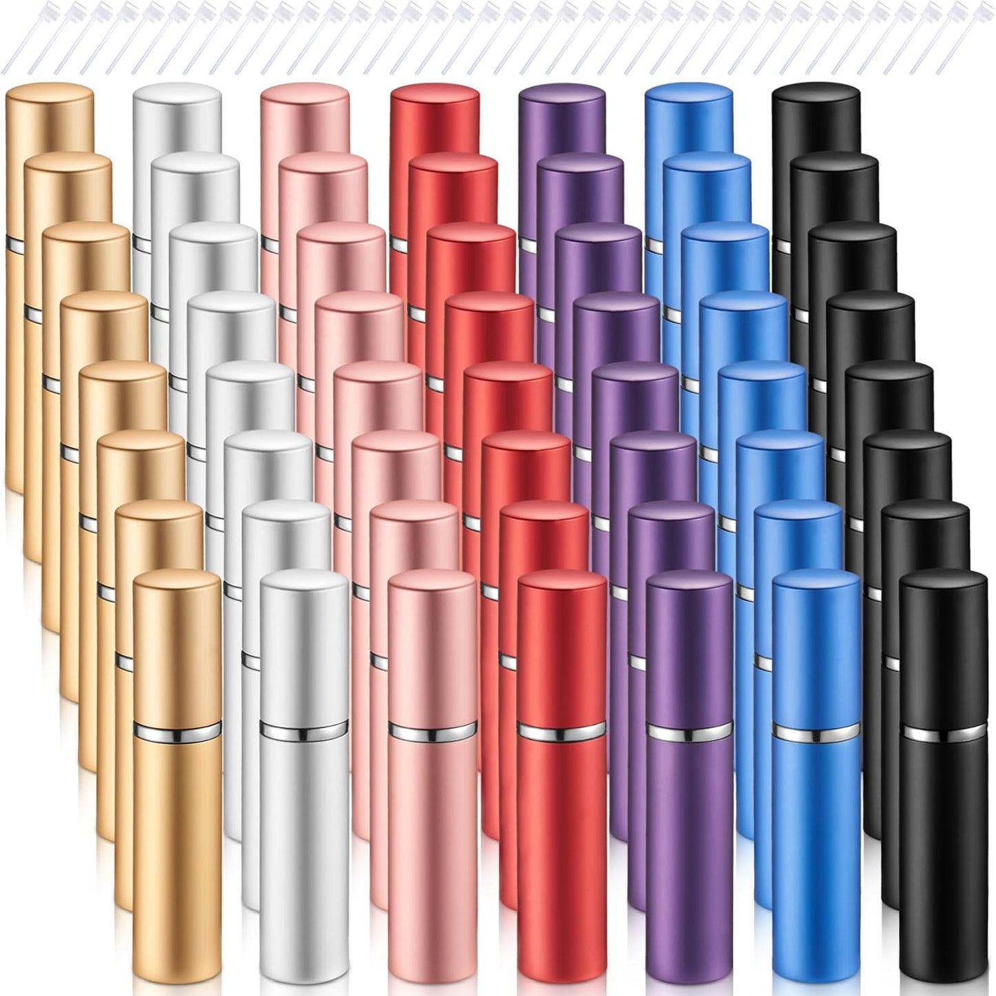 Zonon 56 Pieces Refillable Perfume Atomizer Mini Refillable Spray Perfume Bottle Portable with 56 Pieces Refill Pump Dispenser Pump Transfer Tool for Outgoing(5ml)