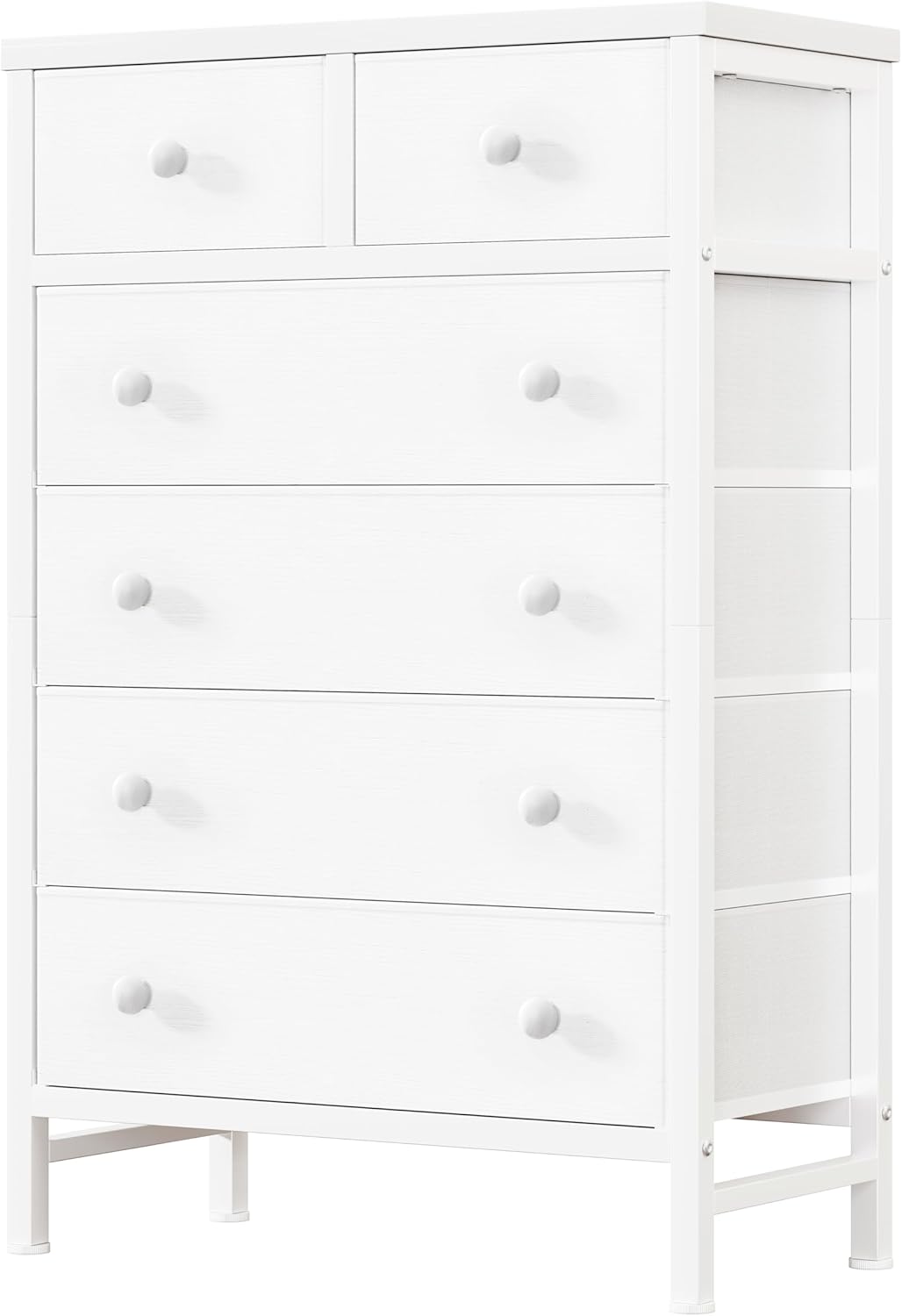 BOLUO White Chest of Drawers for Bedroom Dresser with 6 Drawer Fabric Dressers for Closet Girls Modern