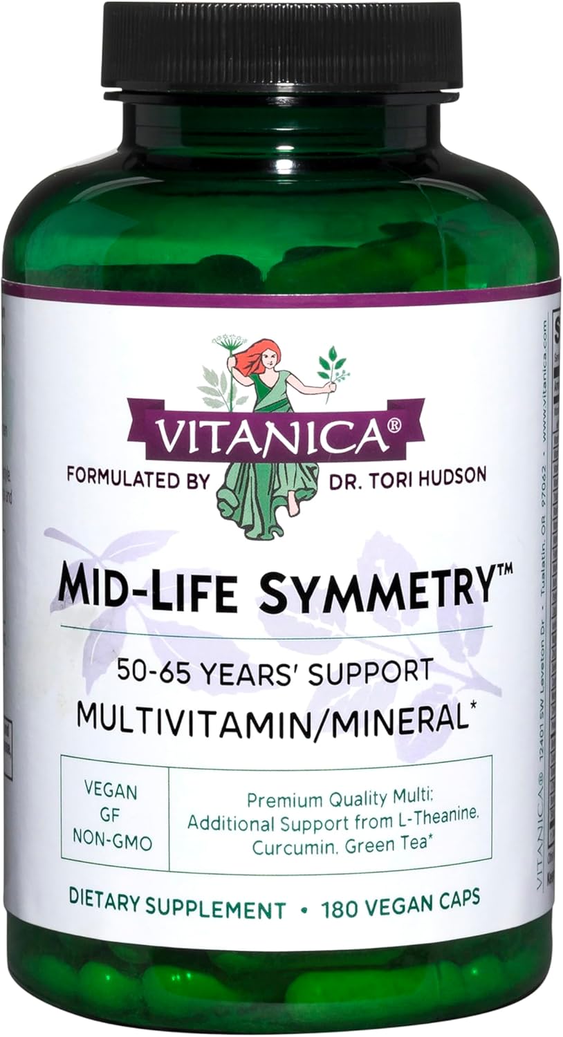 Vitanica - Mid-Life Symmetry, 50-65 High Potency Multivitamin and Mineral, Vegan, 180 Capsules