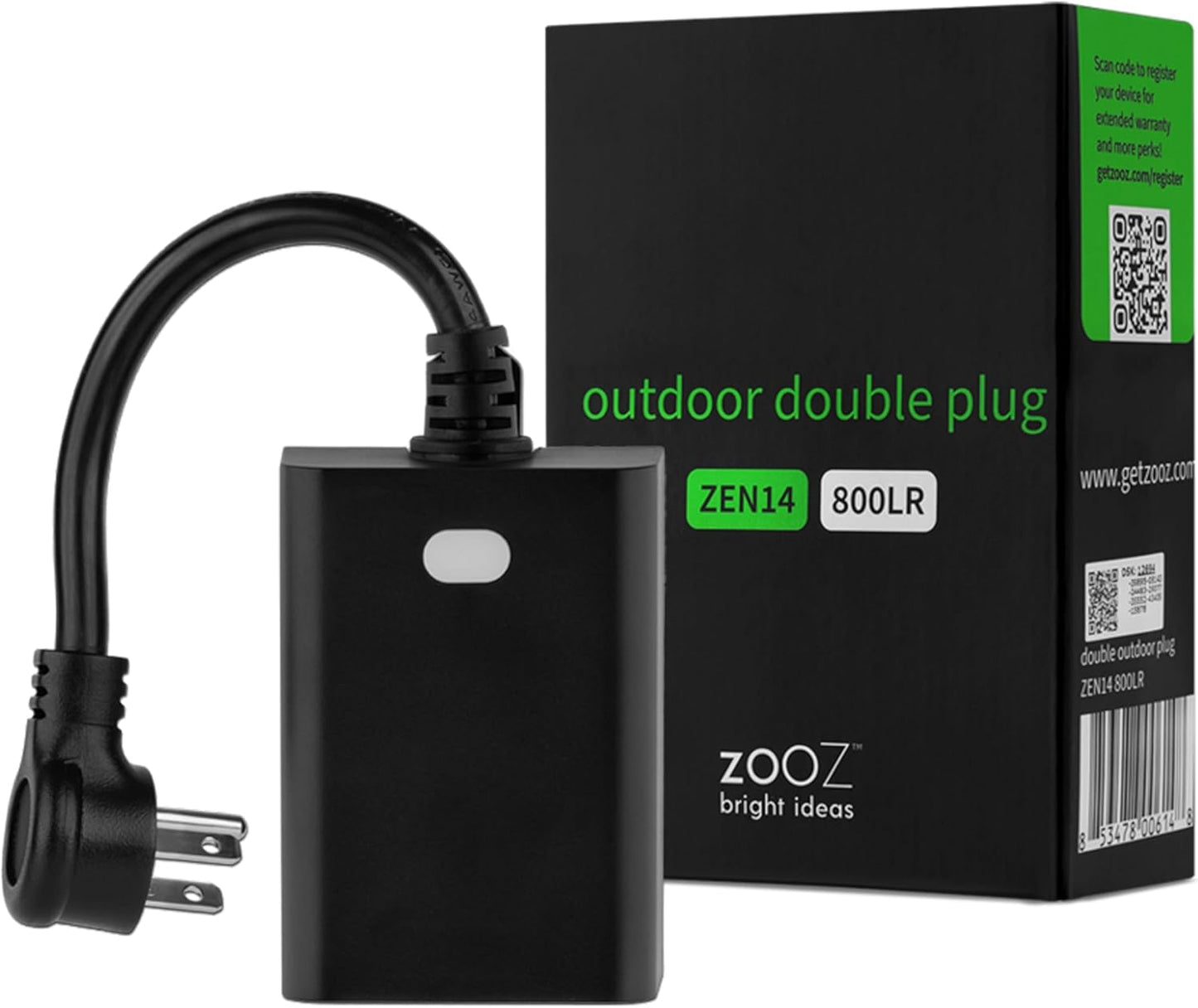 Zooz 800 Series Z-Wave Long Range Outdoor Double Plug ZEN14 | Hub Required | Works with The Z-Box Hub, Home Assistant, and Hubitat