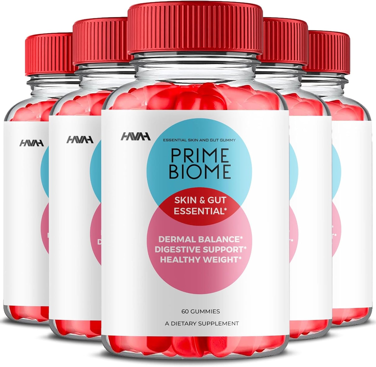 (5 Pack) Prime Biome Gummies PrimeBiome Skin & Gut Support Gummy Formula, PrimeBiome Overall Health & Wellness Vitamin B12 B6 Folic Acid Support Supplement, Prime Biome Advanced Formula (300 Gummies)