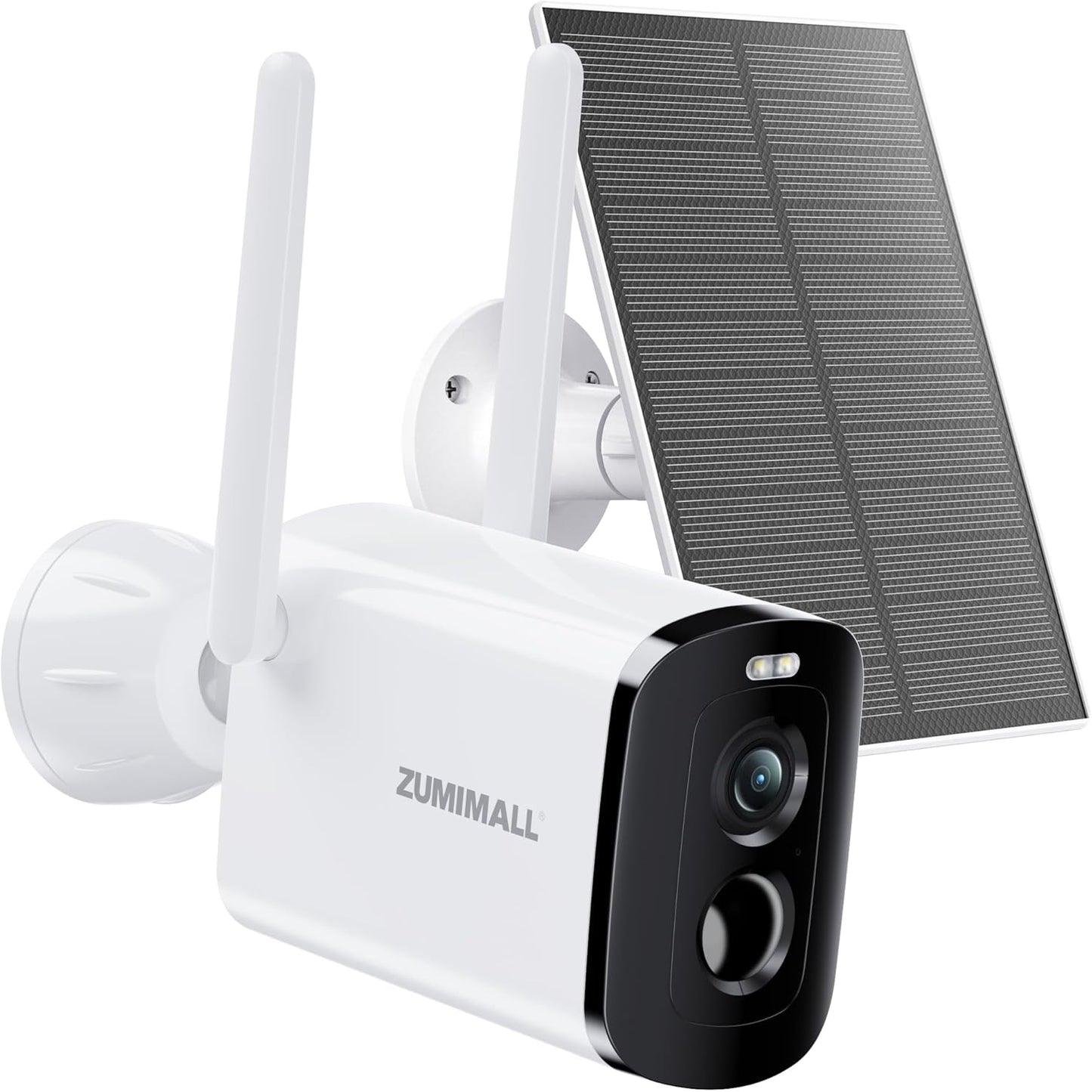 ZUMIMALL Security Cameras Wireless Outdoor, 2K Solar Camera for Home Security with 3MP Color Night Vision, 2.4GHz WiFi, 2-Way Talk, Spotlight & Siren, IP66 Waterproof, Work with Alexa