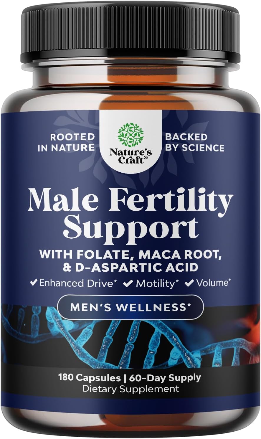 Pre Conception Male Fertility Supplement - Advanced Fertility Supplement for Men with CoQ10 Maca Root Methyl Folate & D-Aspartic Acid for Enhanced Count Motility & Overall Fertility Support (2 Months)