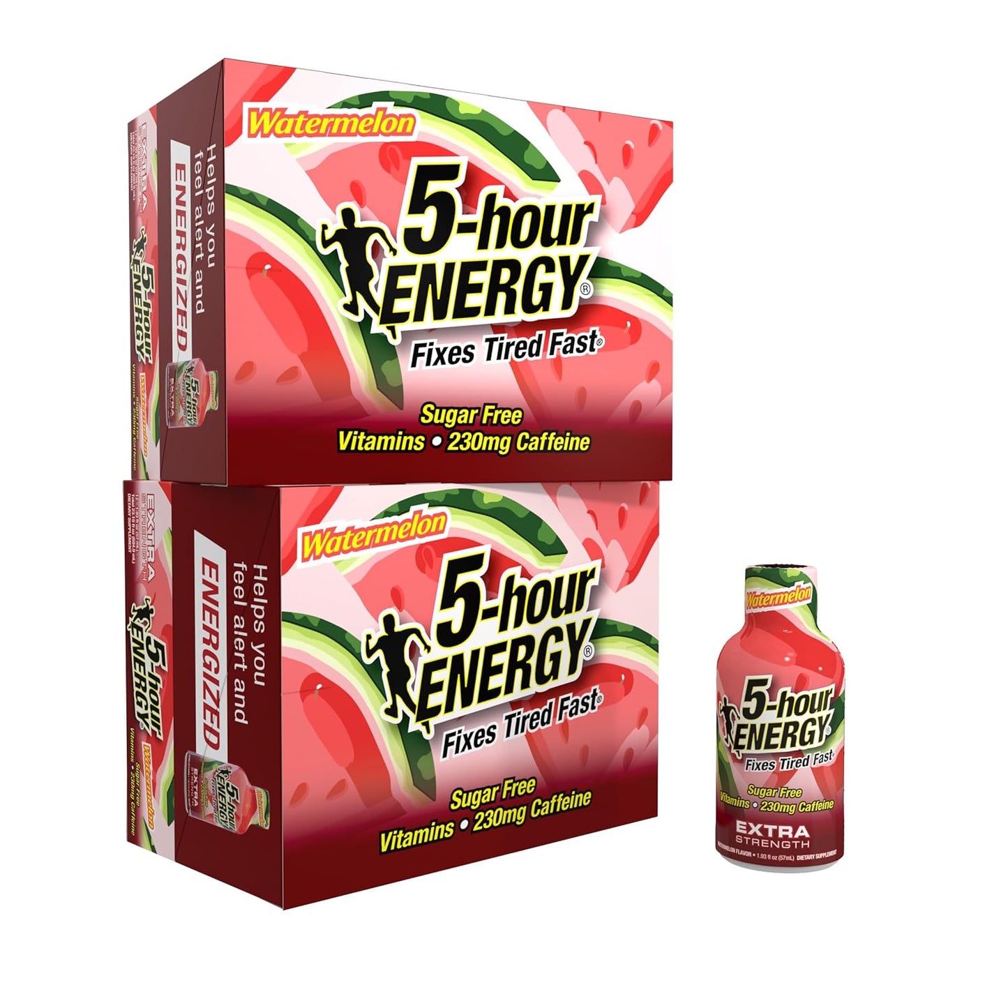 5-hour ENERGY Extra Strength Energy Shot | Watermelon Flavor | 1.93 oz. | 24 Count | Sugar-Free & Zero Calories | B-Vitamins & Amino Acids | 230mg Caffeinated Energy Shot | Dietary Supplement