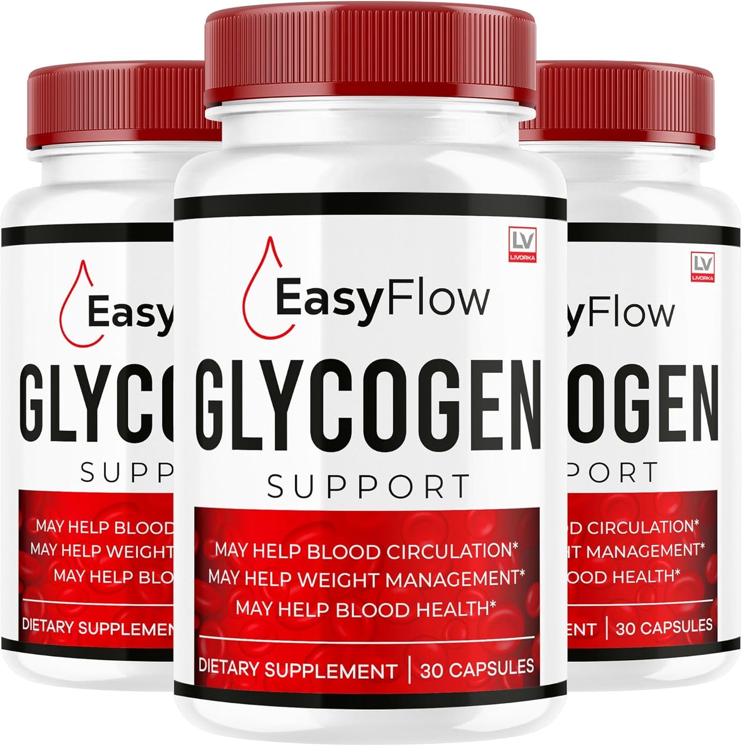 (3 Pack) Easy Flow Glycogen Support, Easy Flow Blood Support Capsules, Easy Flow Glycogen, EasyFlow Glycogen Support, Easy Flow Blood Vessels Supplement Vitamin, 90 Capsules