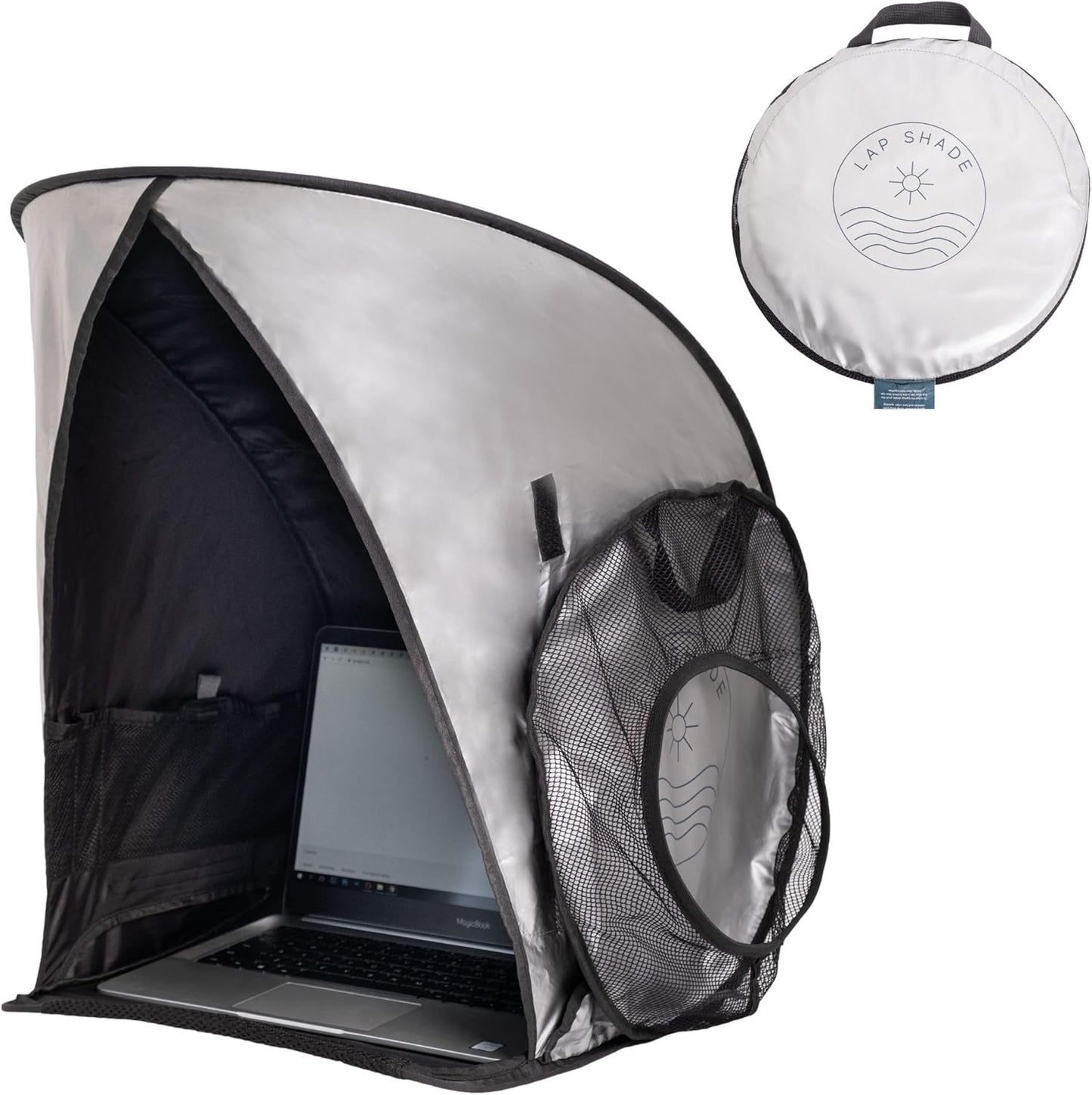 Laptop Sun Shade for Working Outside | Glare Blocker | Heat Reflective | Waterproof | Fits up to 17” Screens | Foldable & Portable Privacy Screen Hood Tent for Outdoors | Perfect Viewing Angle
