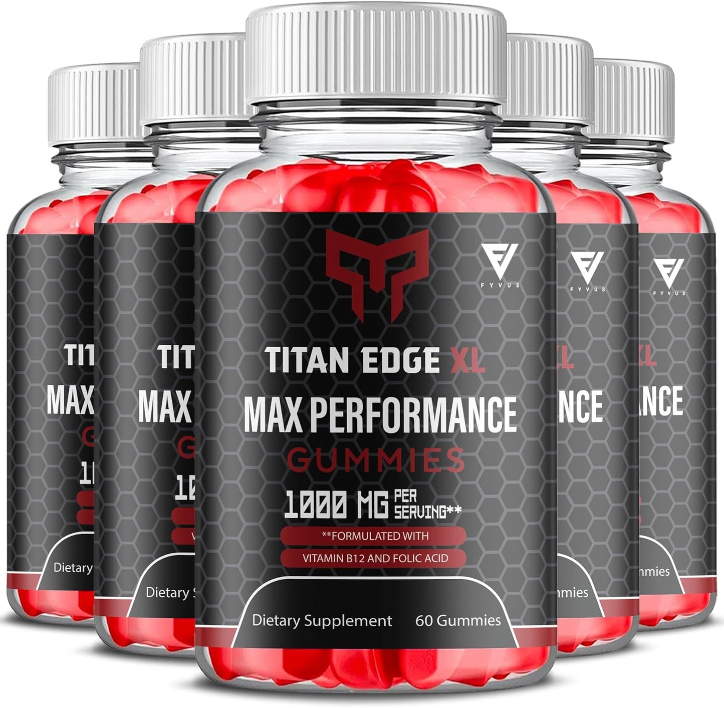 (5 Pack) Titan Edge XL Gummies, Titan Edge XL Maximum Strength Performance and High Drive 1000mg Support Supplement, TitanEdge XL Advanced Daily Supreme Confidence Multivitamin Formula (300 Gummies)