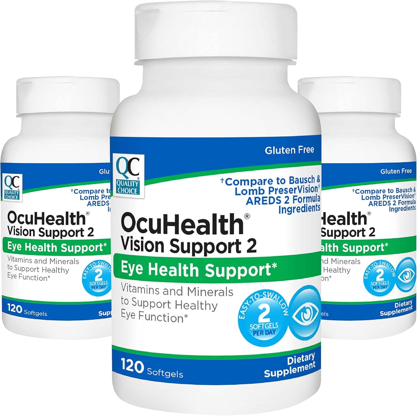 Quality Choice Ocuhealth, Eye Health Vission Support 2 Vitamin & Mineral Supplement Softgels, 120 Count Bottles (3 Pack)