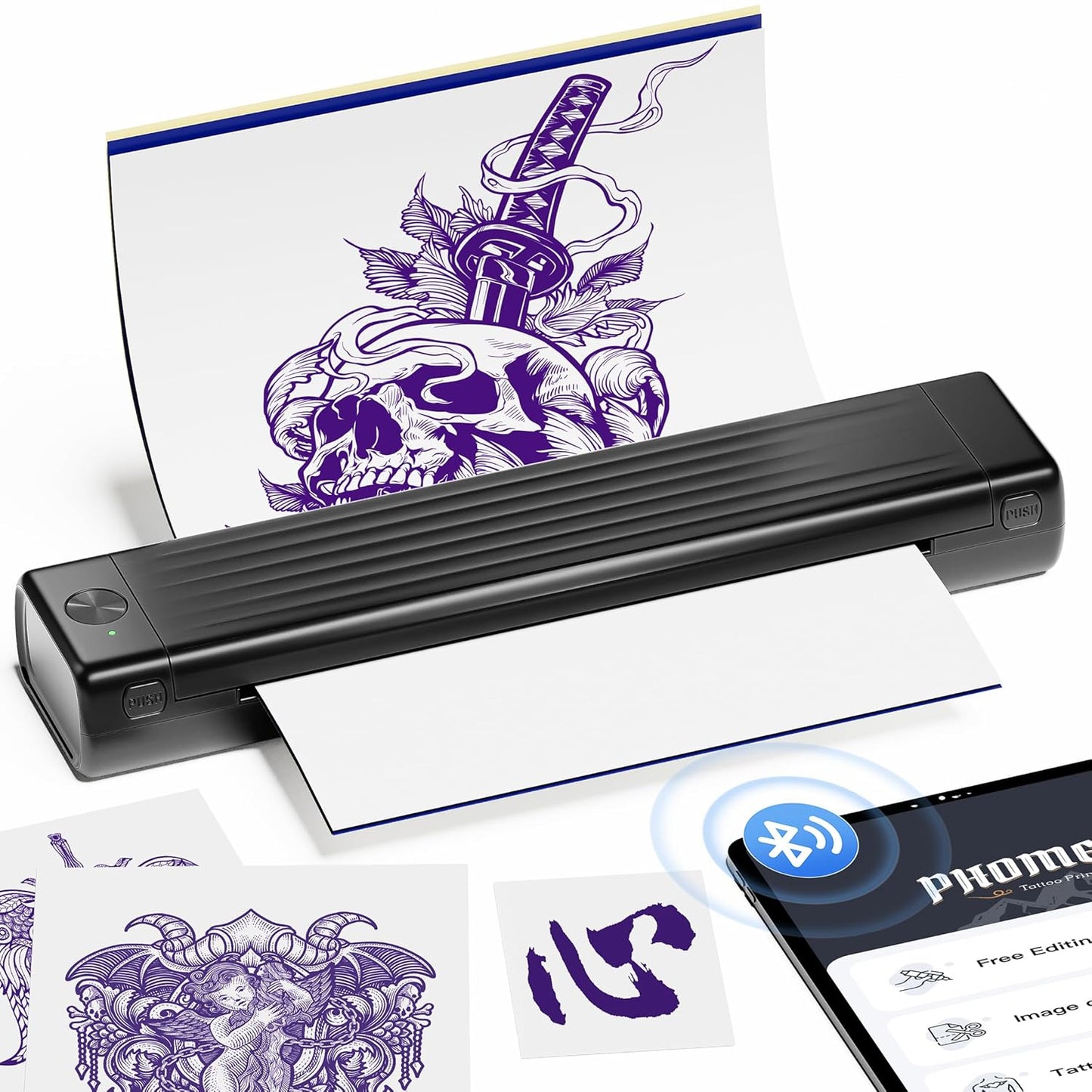 Itari Newly Upgrade Tattoo Stencil Printer for Tattoo Beginners, Tattoo Kit with 10 Pcs Transfer Paper, Thermal Tattoo Printer for Temporary Tattoos, Wireless Stencil Printer for Tattooing