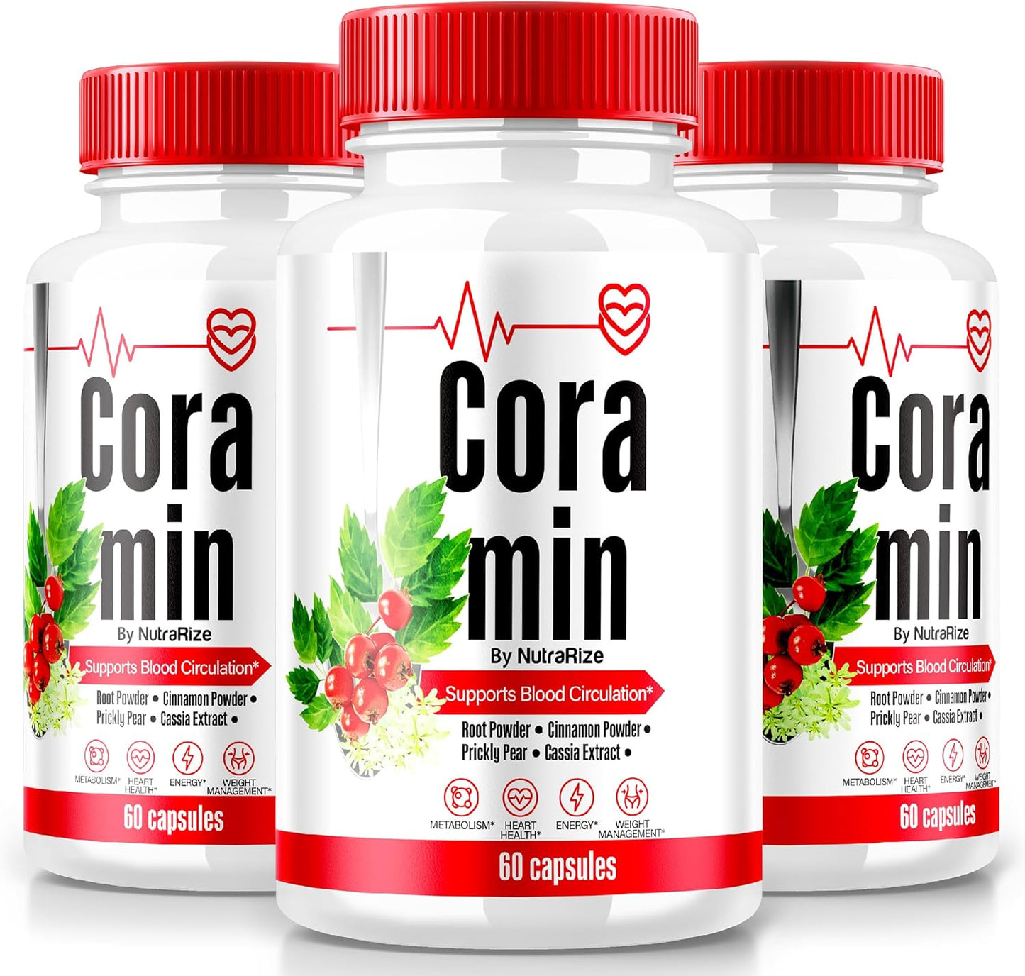 (3 Pack) Coramin Capsules, All-Natural Formula to Maintain Healthy Levels, Maximum Strength Supplement, Premium Blood Flow Support, Official Vitamin Pills, Cora min Capsulas Reviews (180 Capsules)