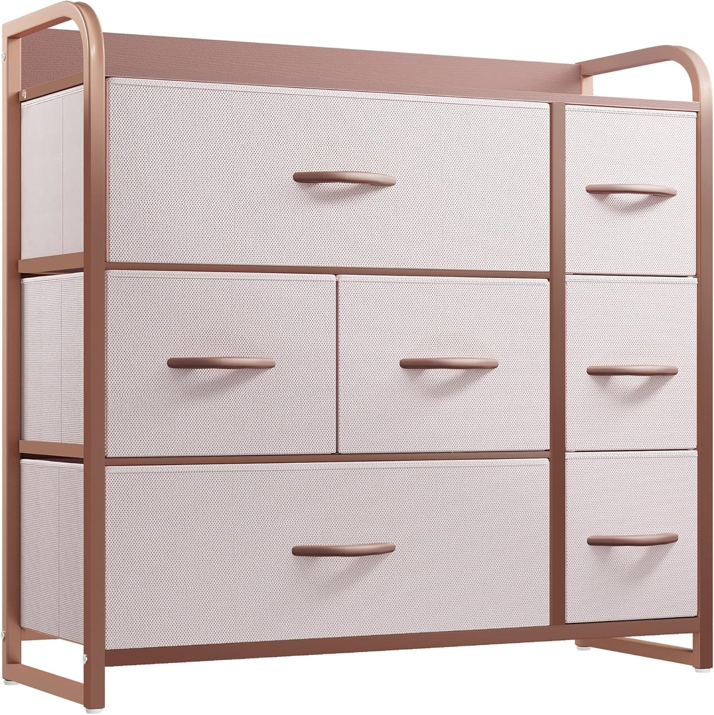 YITAHOME Dresser with 7 Drawers - Fabric Storage Tower, Organizer Unit for Bedroom, Living Room, Hallway, Closets - Sturdy Steel Frame, Wooden Top & Easy Pull Fabric Bins, Pink