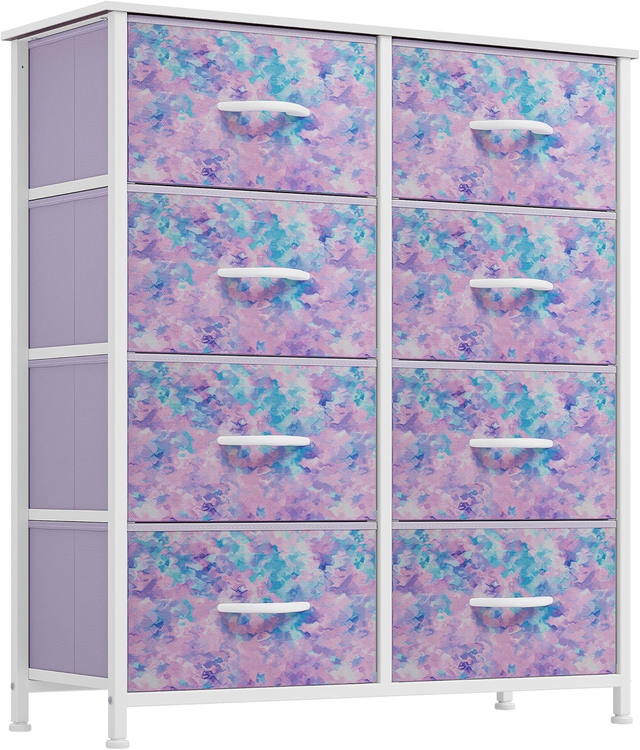 YITAHOME Fabric Dresser Drawer, Tall Storage Dresser with 8 Drawers, Dresser & Chest of Drawers, Storage Drawer Organizer for Closet, Living Room, Closets (Tie-dye Purple)