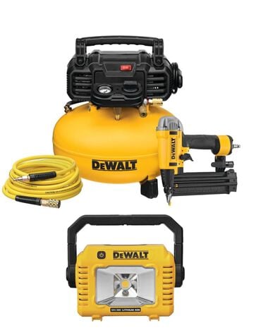 DEWALT Nailer, Compressor, and 12V/20V MAX Compact Task Light Combo Kit Bundle