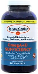 Omega 3, Fish Oil Capsules, OmegA+D By Innate Choice, Lemon 240 Capsules, Pharmaceutical Grade Fish Oil, 3rd Party Tested, Organically Filtered and Triple Purified, Natural Cod Liver Oil, Vitamin D3