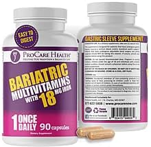 ProCare Health Bariatric Multivitamin with Iron 18mg (03 Month Supply) - Post-Op Bariatric Vitamins for Gastric Bypass Bariatric Surgery Patients, Supports Recovery (90 Easy to Swallow Capsules)