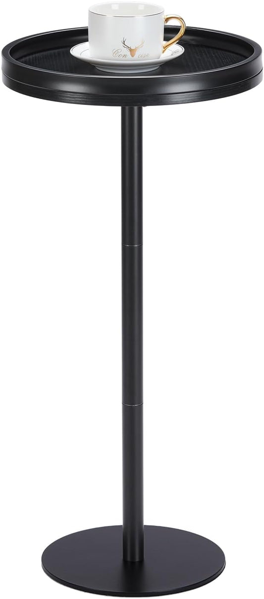 ZEXVIDA Round Drink Table,Small Pedestal Table,Small Round Side Table for Small Spaces,Martini Table for Living Room, Bedroom, Bathroom,Balcony (Black)