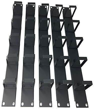 (5 Pack) 1U 5 D-Ring Cable Manager - 19 Inch Horizontal Rack Mount Metal Server Rack Wire Management