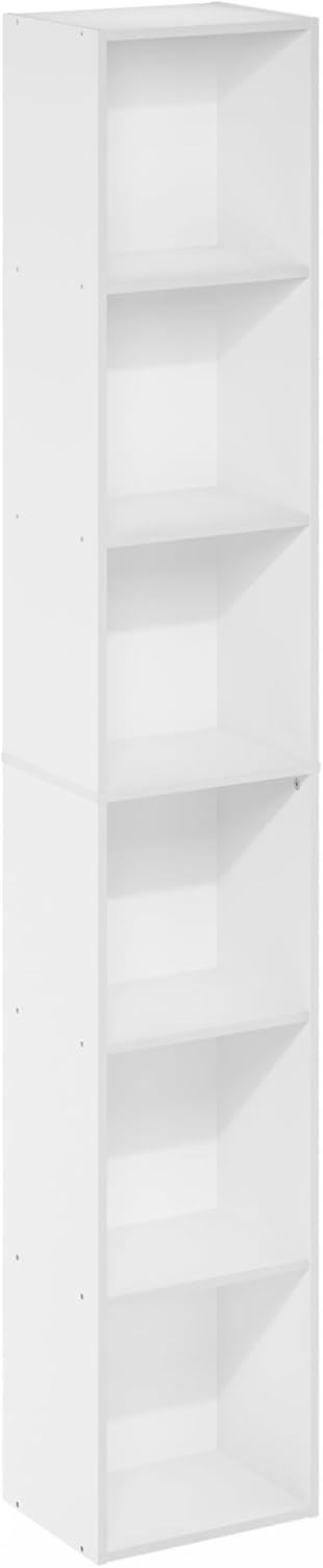 Furinno Luder 6-Tier Open Shelf Bookcase, White