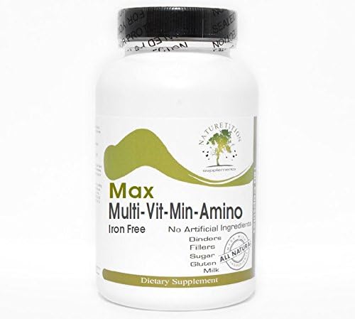 Max Multi-VIT-Min-Amino Vitamins Minerals Amino Acids Iron Free ~ 200 Capsules - No Additives
