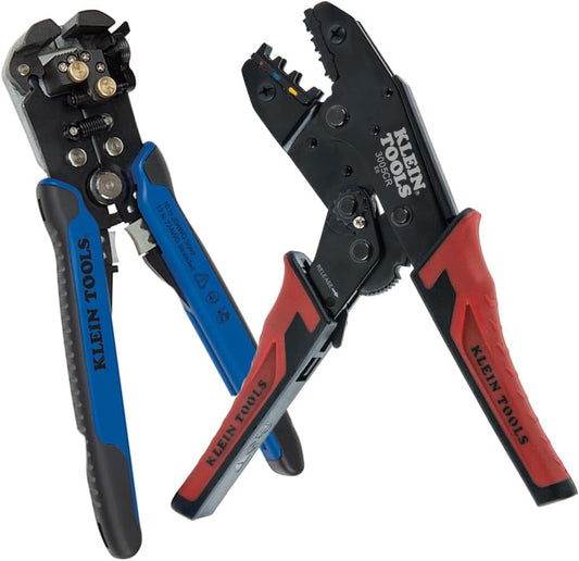 Klein Tools 80013 Wiring Tool Kit with Automatic Wire Stripper and Ratcheting Insulated Terminal Crimper, Great Electrical Tool Kit, 2-Piece