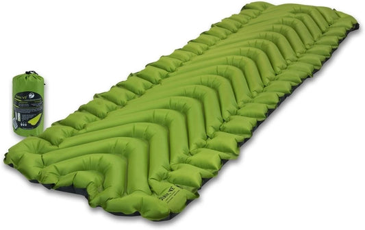 KLYMIT Static V2 Inflatable Sleeping Pad | Portable, Ultralight, Easy to Inflate, Foldable Air Bed for Camping, Backpacking & Hiking \u2014 Green