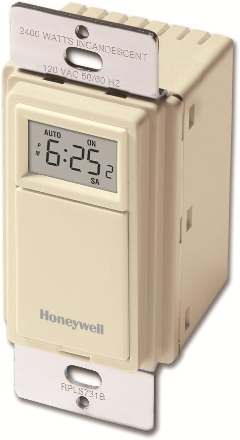 Honeywell Home RPLS731B1009 EconoSWITCH 7-Day Programmable Timer for Lights, Light Almond