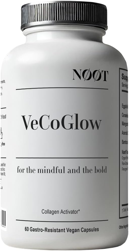 VeCoGlow - Premium Vegetarian Collagen for Women & Men (Pills) with Vitamin C - Multi Collagen Peptides (Types I, V & X) - Eggshell Membrane - for Smooth, Firm and Glowing Skin - 60 Capsules